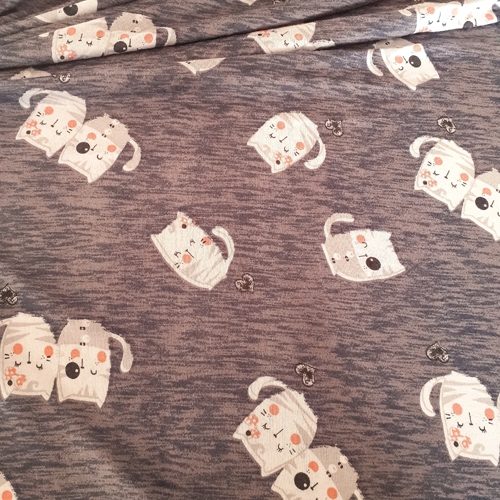 Kedi Desenli Penye Kumaş PixKumaş