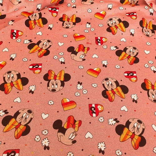 Minnie Mouse Lisanslı 2 İplik Şardonlu Penye Kumaş
