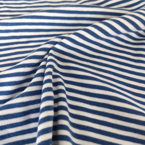 Mavi Beyaz Çizgili Süprem Penye Kumaş-140x160