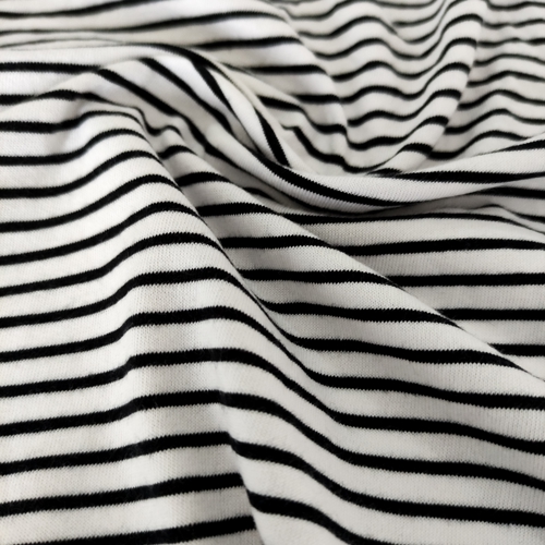 Siyah Beyaz Çizgili Süprem Penye Kumaş-160x180