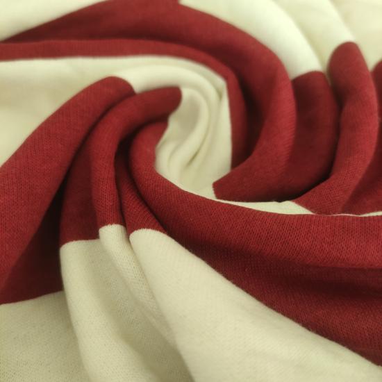 Bordo Çizgili Üç İplik Şardonlu Penye Kumaş - En:200cm Boy:60cm